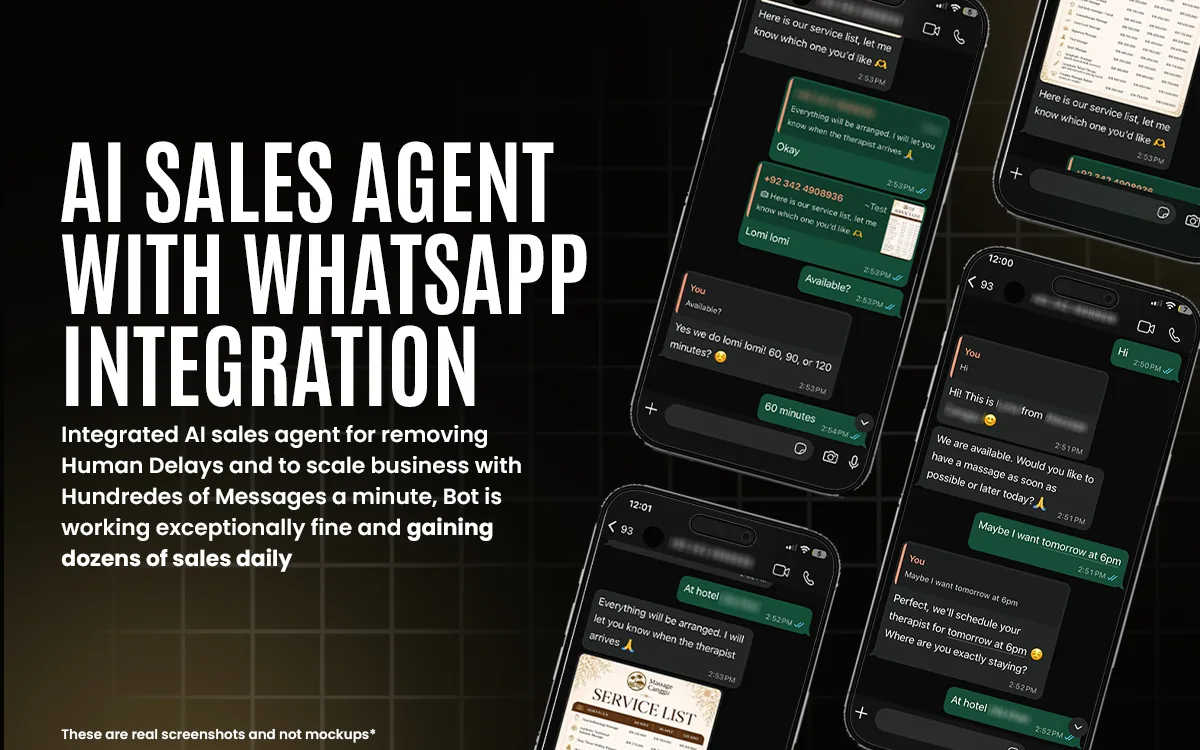 AI sales agent handling service enquiries and appointment requests through WhatsApp